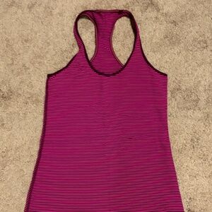 Lululemon Burgundy/Pink Stripe Cool Racerback Tank Size 10